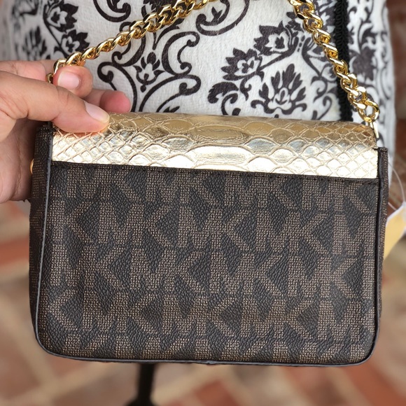 Michael kors Tina small clutch crossbody brown/gld - Picture 4 of 8